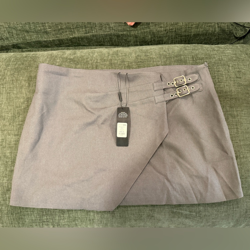 Fashion Nova Charcoal Skirt with Buckle Accents